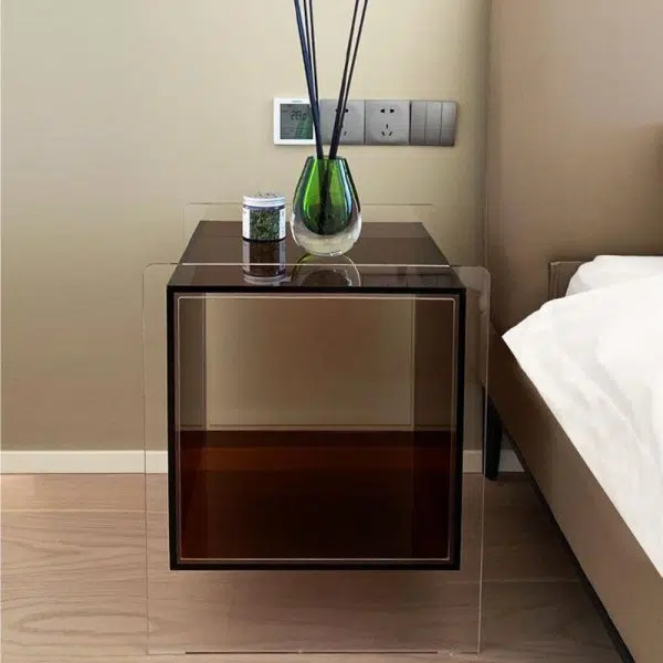 Contemporary Creative Rectangular Acrylic End Table 2-Tier For Living Room - Image 2