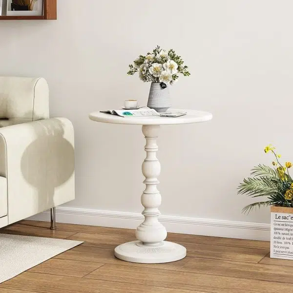 Contemporary Creative Round Iron End Table 1-Tier For Living Room - Image 3