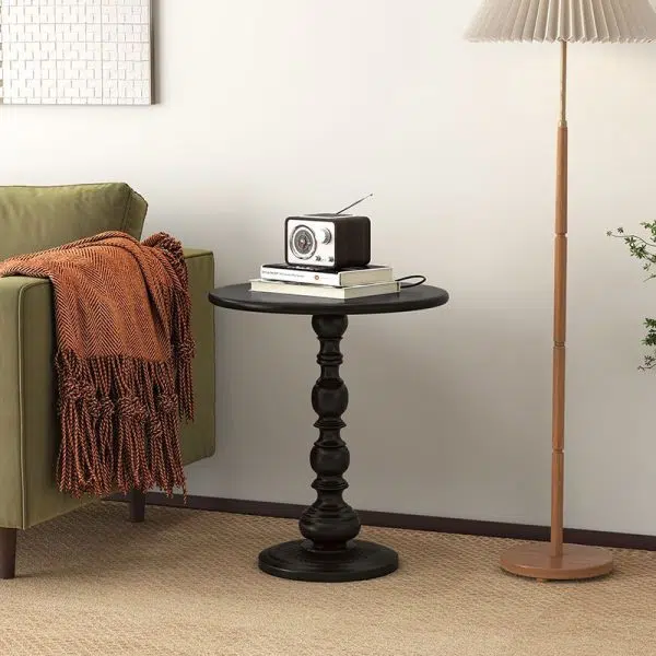 Contemporary Creative Round Iron End Table 1-Tier For Living Room - Image 2