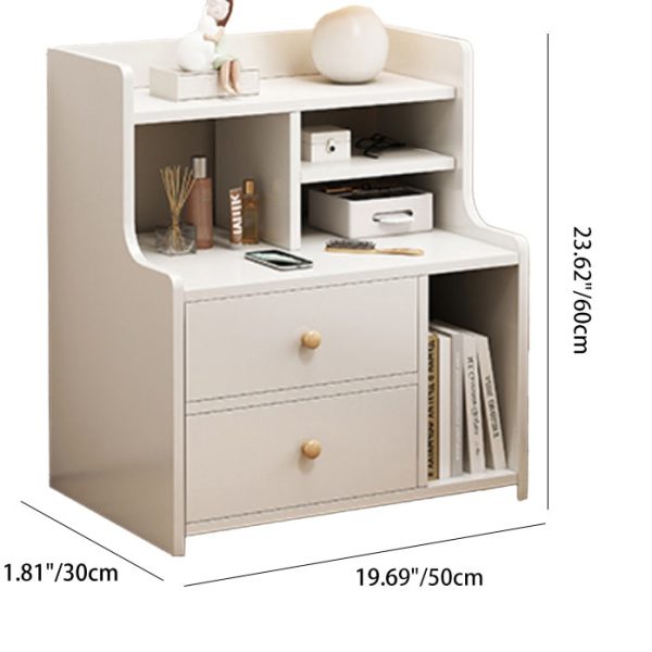 Contemporary Nordic Rectangular Wood Nightstand 2/3-Drawer For Bedroom - Image 4
