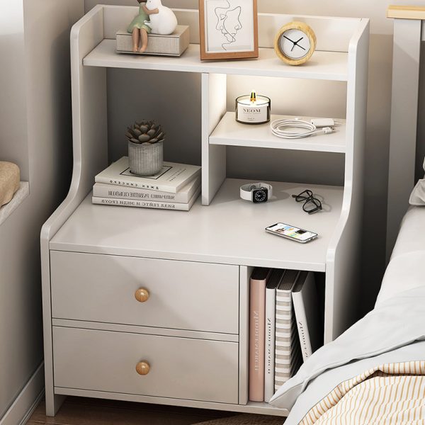 Contemporary Nordic Rectangular Wood Nightstand 2/3-Drawer For Bedroom - Image 2