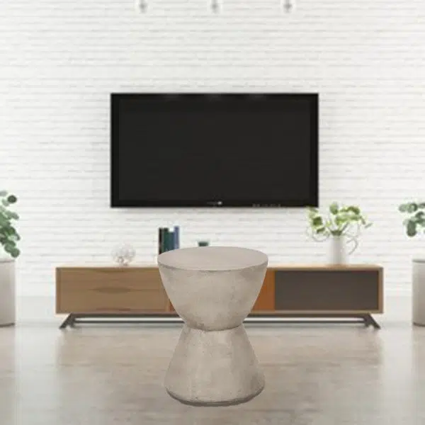 Contemporary Nordic Cylinder Magnesium Oxide End Table 1-Tier For Living Room - Image 3