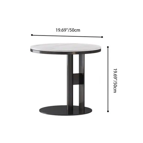 Contemporary Luxury Round Iron Rock Slab Coffee Table 1-Tier For Living Room - Image 4