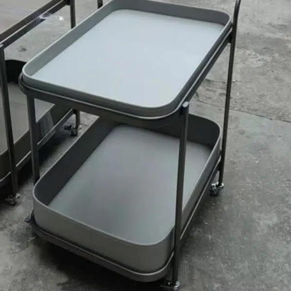 Contemporary Luxury Movable Rectangular Top Saddle Leather Stainless Steel End Table 2-Tier For Living Room - Image 17