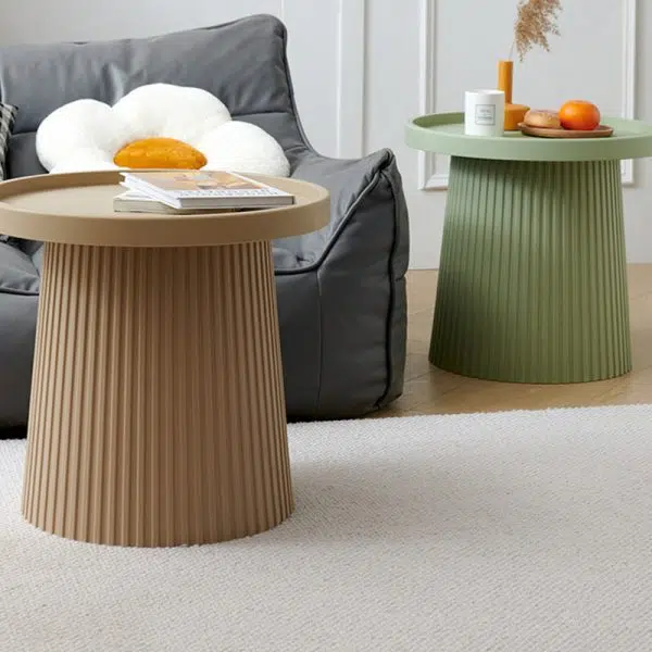 Contemporary Creative Round Cylinder Plastic Acrylic Coffee Table 1-Tier For Living Room - Image 2