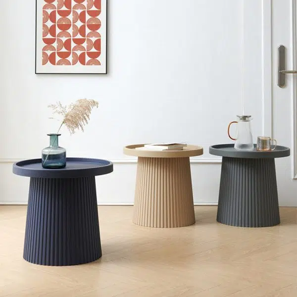 Contemporary Creative Round Cylinder Plastic Acrylic Coffee Table 1-Tier For Living Room - Image 3