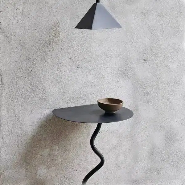 Contemporary Creative Iron Curve Suspended End Table 1-Tier For Bedroom - Image 5