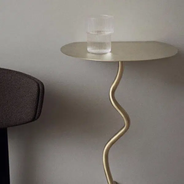 Contemporary Creative Iron Curve Suspended End Table 1-Tier For Bedroom - Image 6