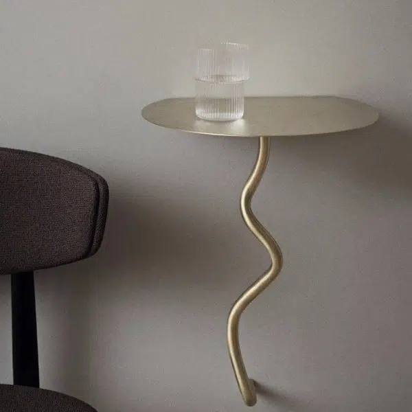 Contemporary Creative Iron Curve Suspended End Table 1-Tier For Bedroom - Image 2