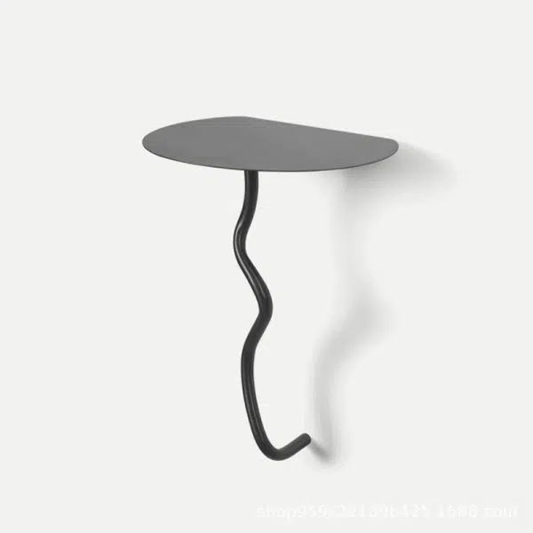 Contemporary Creative Iron Curve Suspended End Table 1-Tier For Bedroom - Image 8