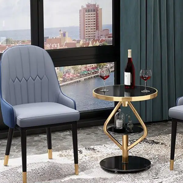 Contemporary Luxury Round Tempered Glass Stainless Steel Coffee Table 1-Tier For Living Room - Image 13