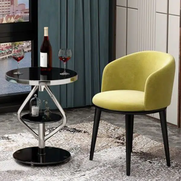 Contemporary Luxury Round Tempered Glass Stainless Steel Coffee Table 1-Tier For Living Room - Image 15