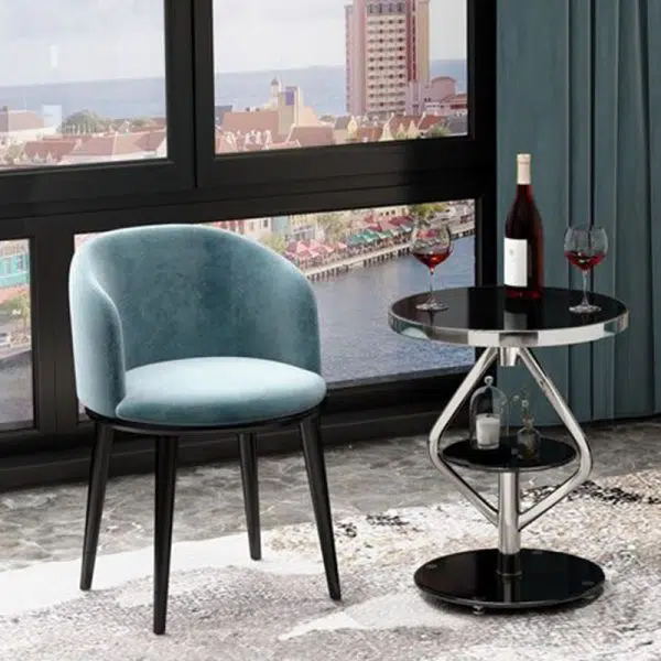 Contemporary Luxury Round Tempered Glass Stainless Steel Coffee Table 1-Tier For Living Room - Image 16