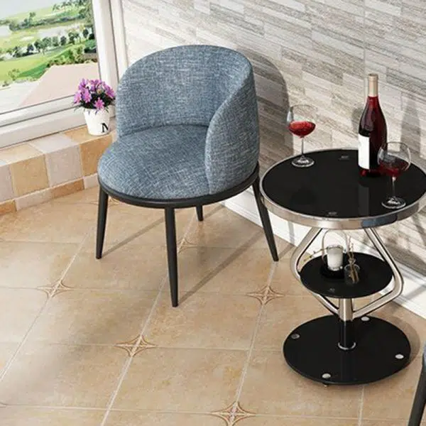 Contemporary Luxury Round Tempered Glass Stainless Steel Coffee Table 1-Tier For Living Room - Image 17