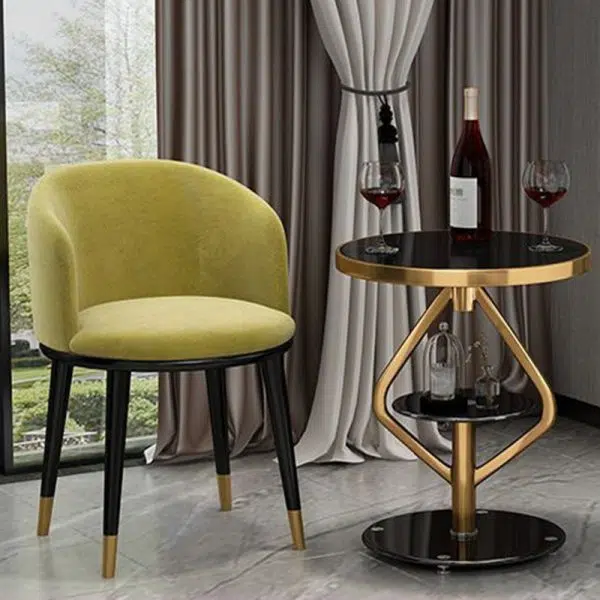 Contemporary Luxury Round Tempered Glass Stainless Steel Coffee Table 1-Tier For Living Room - Image 18