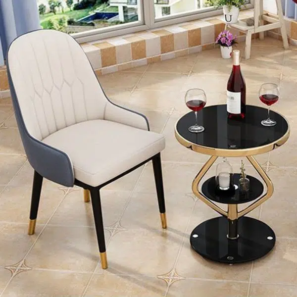Contemporary Luxury Round Tempered Glass Stainless Steel Coffee Table 1-Tier For Living Room - Image 3