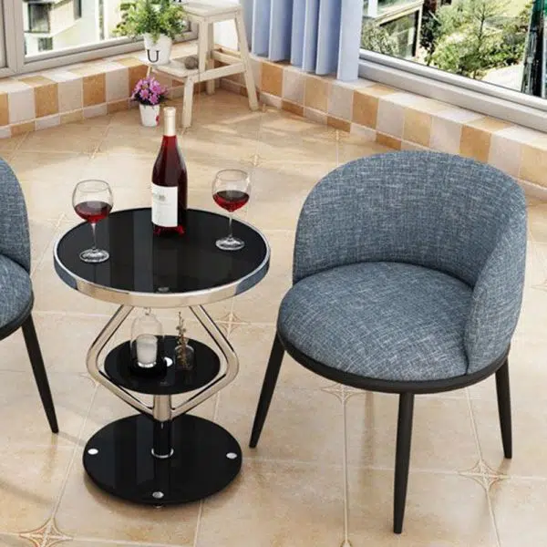 Contemporary Luxury Round Tempered Glass Stainless Steel Coffee Table 1-Tier For Living Room - Image 21