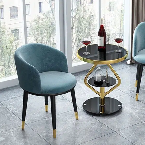 Contemporary Luxury Round Tempered Glass Stainless Steel Coffee Table 1-Tier For Living Room - Image 2