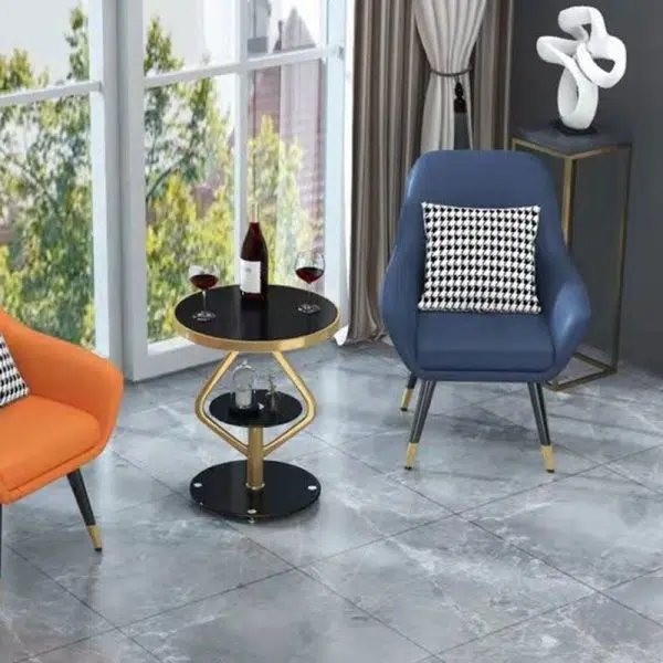 Contemporary Luxury Round Tempered Glass Stainless Steel Coffee Table 1-Tier For Living Room - Image 22