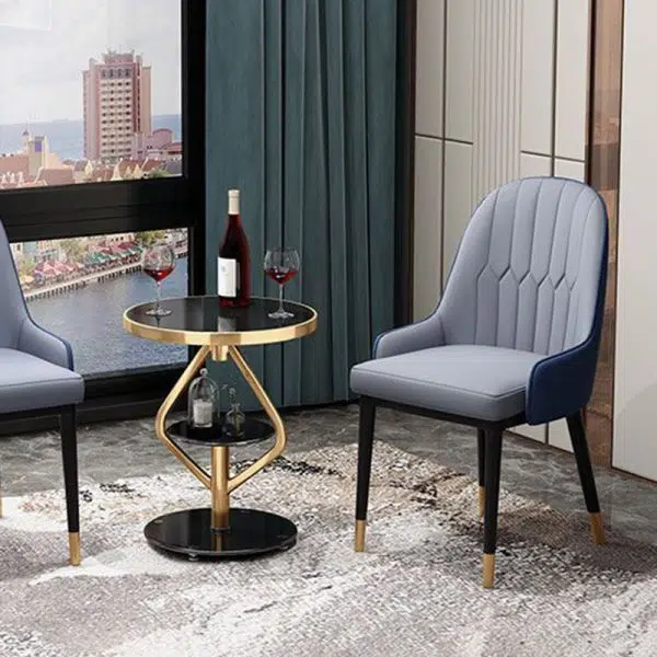 Contemporary Luxury Round Tempered Glass Stainless Steel Coffee Table 1-Tier For Living Room - Image 24