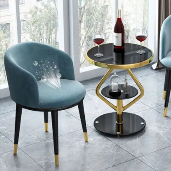 Contemporary Luxury Round Tempered Glass Stainless Steel Coffee Table 1-Tier For Living Room - Image 26