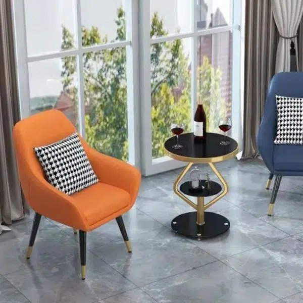 Contemporary Luxury Round Tempered Glass Stainless Steel Coffee Table 1-Tier For Living Room - Image 27