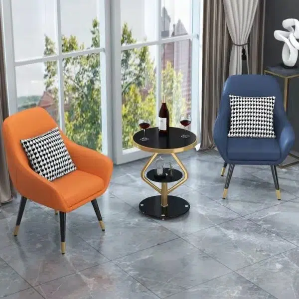 Contemporary Luxury Round Tempered Glass Stainless Steel Coffee Table 1-Tier For Living Room - Image 25