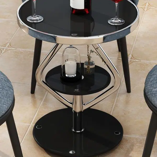 Contemporary Luxury Round Tempered Glass Stainless Steel Coffee Table 1-Tier For Living Room - Image 8