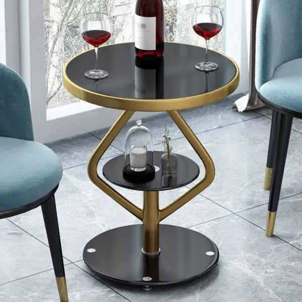 Contemporary Luxury Round Tempered Glass Stainless Steel Coffee Table 1-Tier For Living Room - Image 10