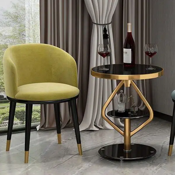 Contemporary Luxury Round Tempered Glass Stainless Steel Coffee Table 1-Tier For Living Room - Image 11