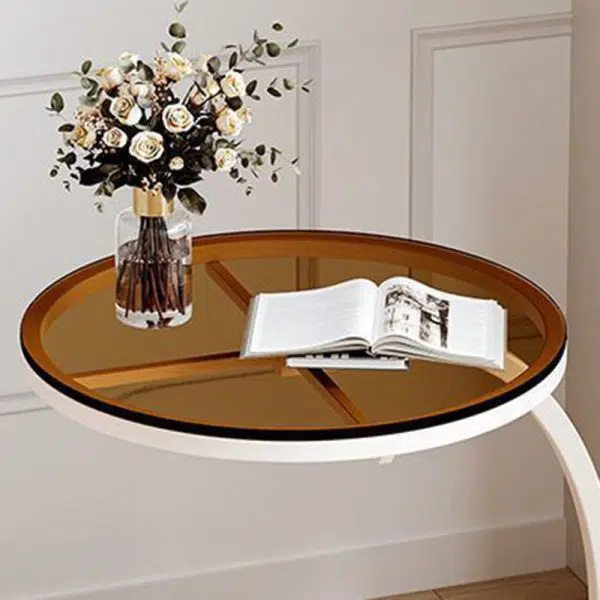 Contemporary Luxury Movable Round Top Tempered Glass Iron End Table 2-Tier For Living Room - Image 5