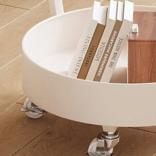 Contemporary Luxury Movable Round Top Tempered Glass Iron End Table 2-Tier For Living Room - Image 7