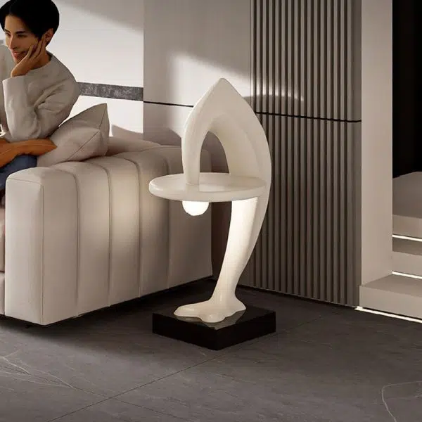 Contemporary Creative Dolphin Shape Fiberglass End Table 1-Tier For Living Room - Image 11