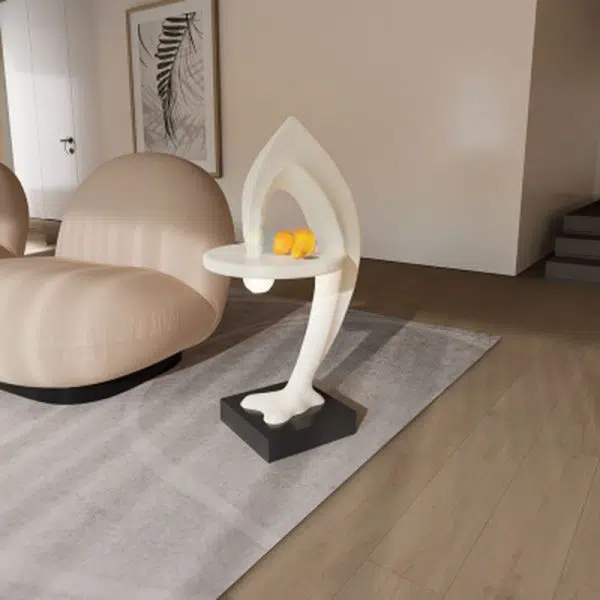 Contemporary Creative Dolphin Shape Fiberglass End Table 1-Tier For Living Room - Image 3