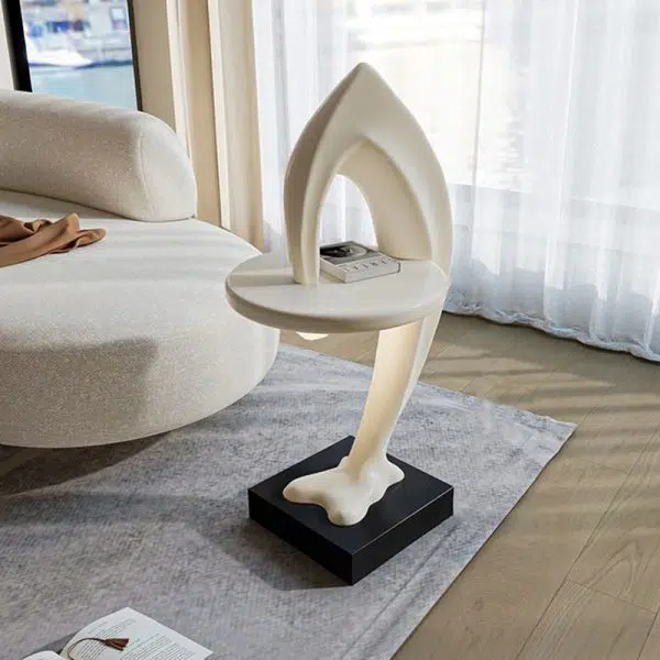 Contemporary Creative Dolphin Shape Fiberglass End Table 1-Tier For Living Room - Image 9