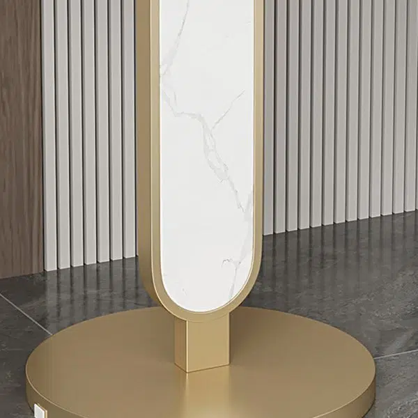 Contemporary Luxury Round Rock Slab Top Carbon Steel Coffee Table For Living Room - Image 9