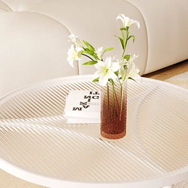 Contemporary Luxury Tempered Glass Iron Wood Coffee Table 1-Tier For Living Room - Image 10