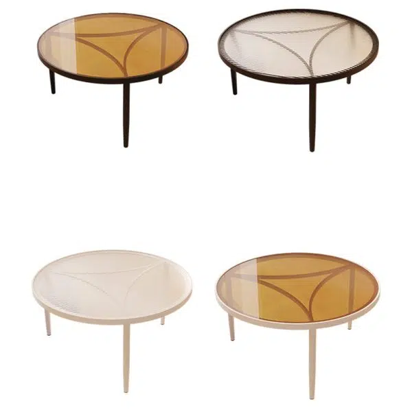 Contemporary Luxury Tempered Glass Iron Wood Coffee Table 1-Tier For Living Room - Image 18