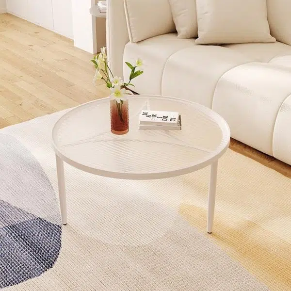 Contemporary Luxury Tempered Glass Iron Wood Coffee Table 1-Tier For Living Room - Image 16