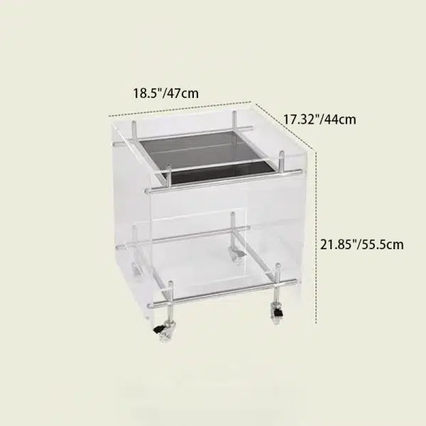 Contemporary Luxury Movable Square Acrylic Stainless Steel End Table 2-Tier For Living Room - Image 4