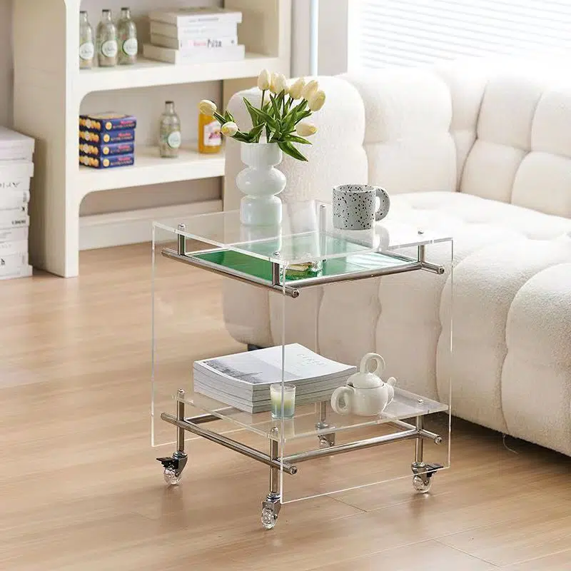 DFM-Table-FI00102-12-0ad7542f-ffda-4a2d-900a-d47e1a317cce.jpg Contemporary Luxury Movable Square Acrylic Stainless Steel End Table 2-Tier For Living Room - Image 1