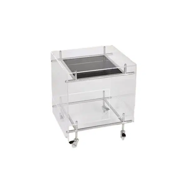 Contemporary Luxury Movable Square Acrylic Stainless Steel End Table 2-Tier For Living Room - Image 18