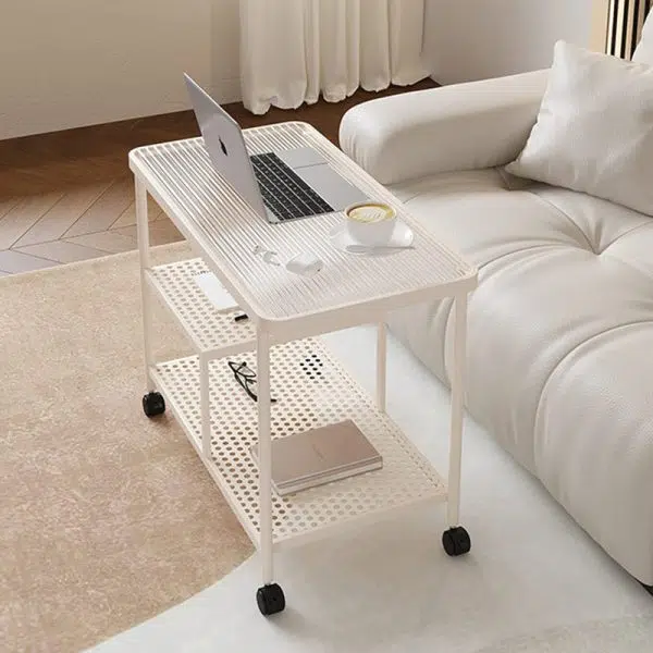 Contemporary Luxury Movable Rectangular Top Tempered Glass Iron End Table 3-Tier For Living Room - Image 15