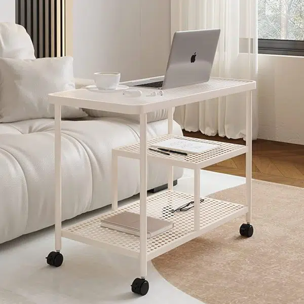 Contemporary Luxury Movable Rectangular Top Tempered Glass Iron End Table 3-Tier For Living Room - Image 16