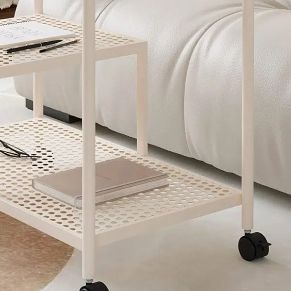 Contemporary Luxury Movable Rectangular Top Tempered Glass Iron End Table 3-Tier For Living Room - Image 7