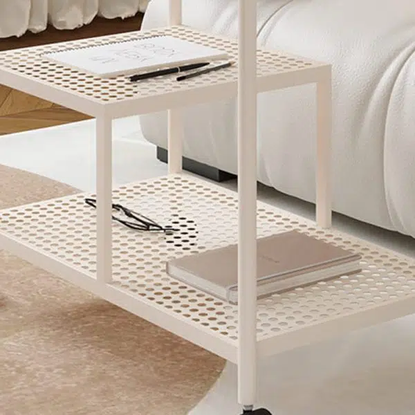 Contemporary Luxury Movable Rectangular Top Tempered Glass Iron End Table 3-Tier For Living Room - Image 8