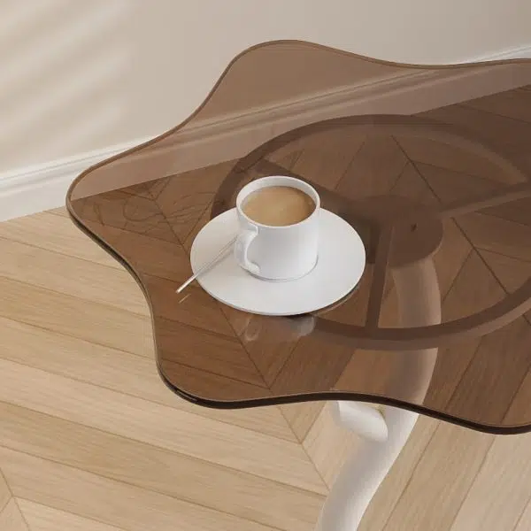 Contemporary Creative Clouds Rock Slab Tempered Glass Coffee Table 1-Tier For Living Room - Image 6