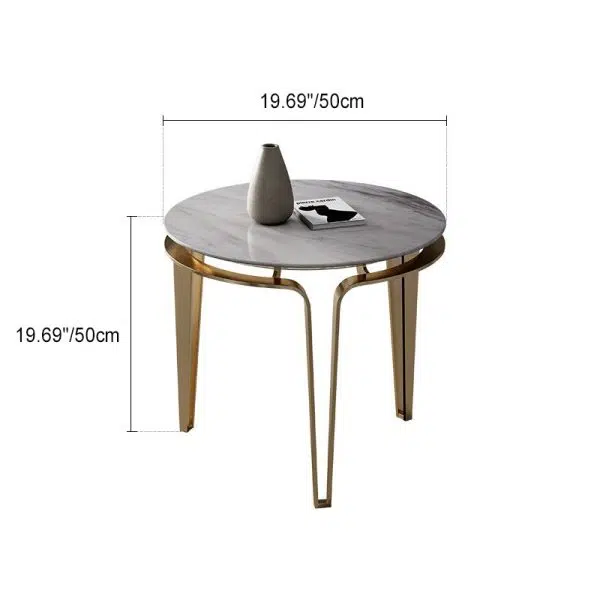 Contemporary Luxury Round Marble Top Stainless Steel Coffee Table For Living Room - Image 4
