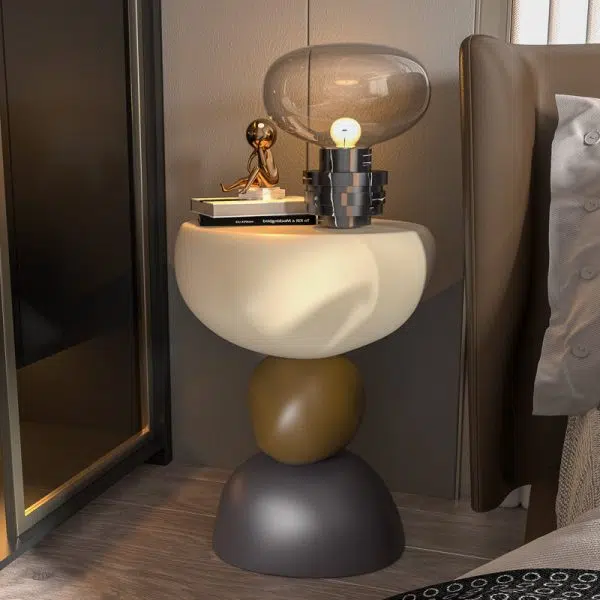 Contemporary Creative Round Resin End Table 1-Tier For Living Room - Image 2