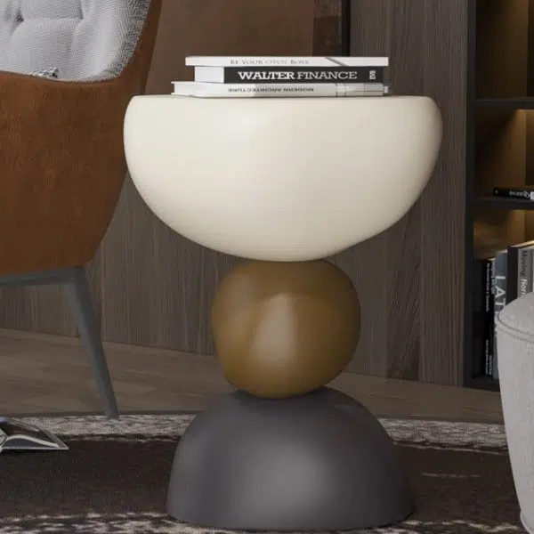 Contemporary Creative Round Resin End Table 1-Tier For Living Room - Image 8